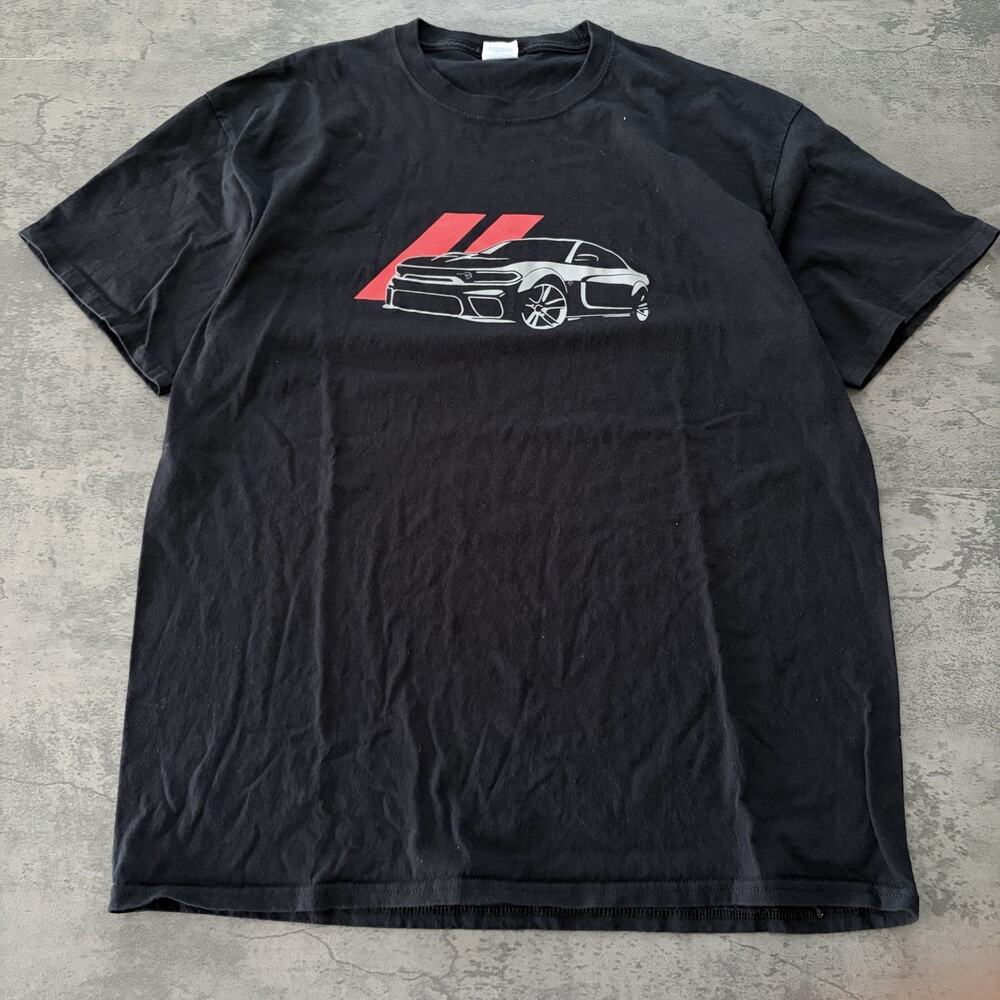 Dodge Charger Racing Muscle Car Graphic Tee T-Shirt (XL) Black Cotton